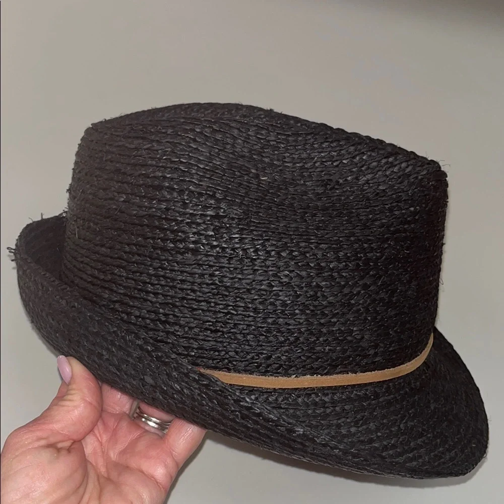 Scala Black Raffia / Straw Fedora Hat one size - preowned